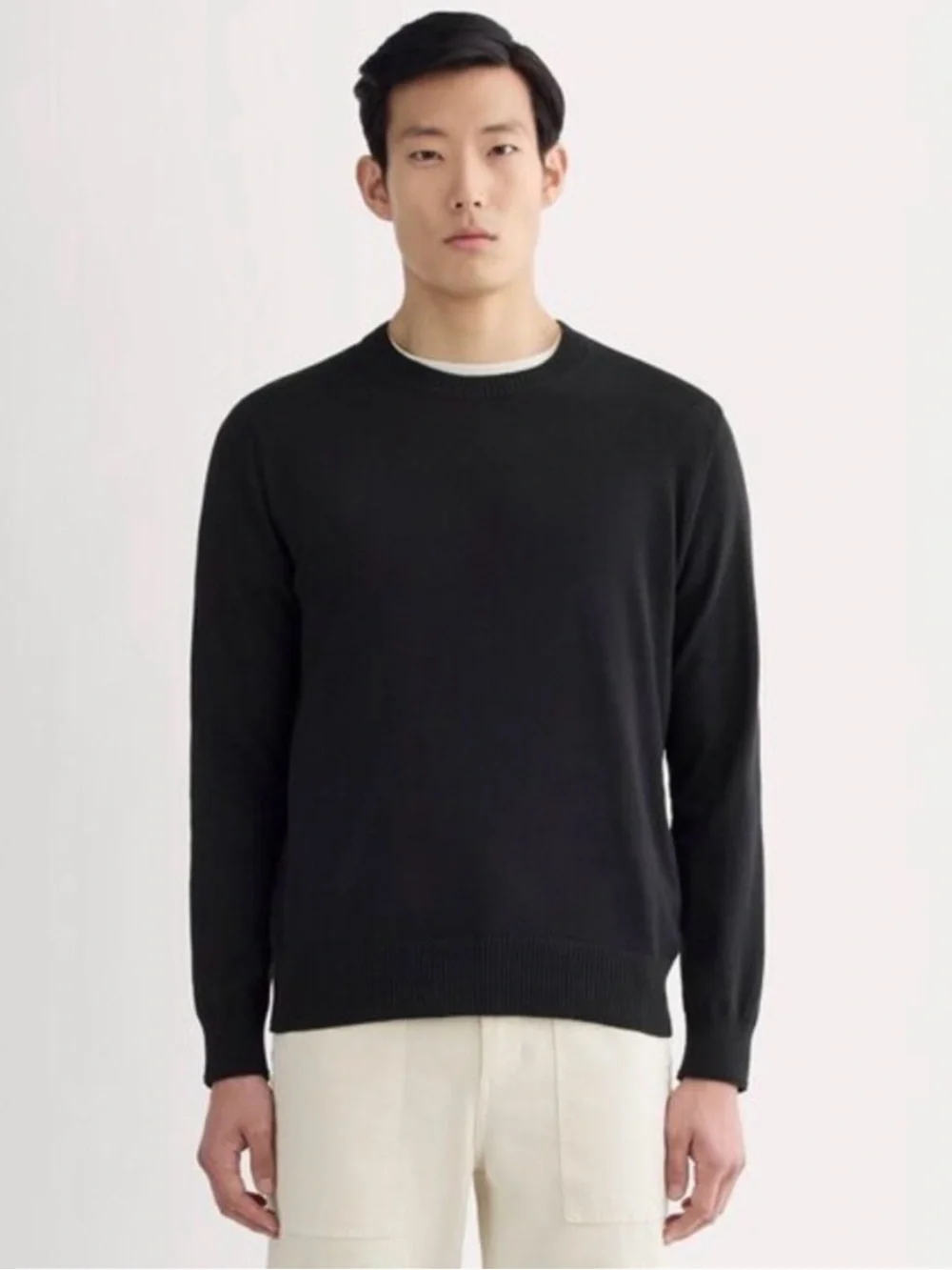 NWOT Everlane Mens No-Sweat Cotton Crewneck Sweater Black Medium preppy comfy